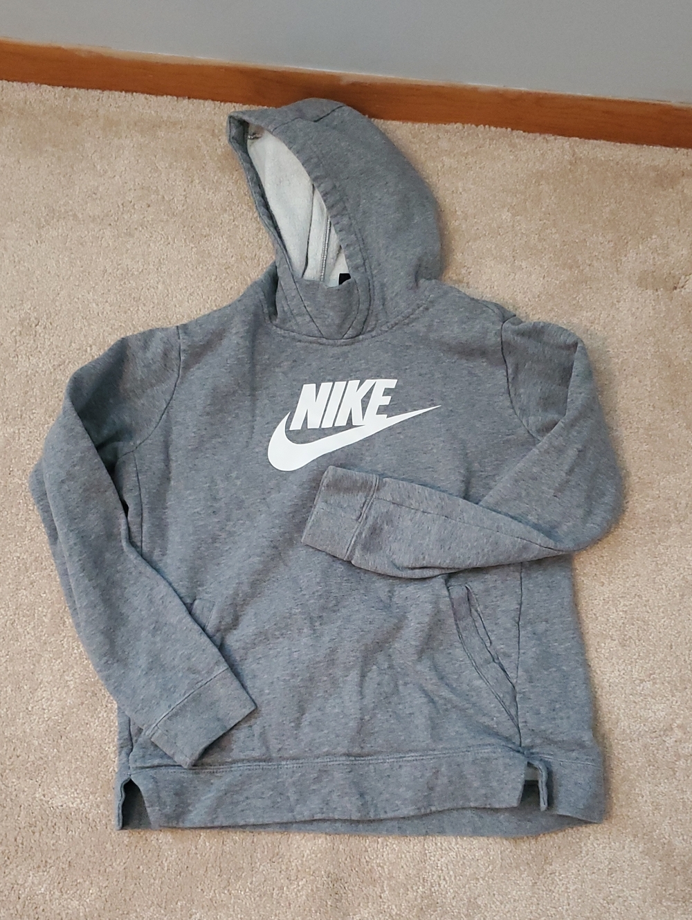 Nike Gray Hoodie with White Swoosh Kids XL